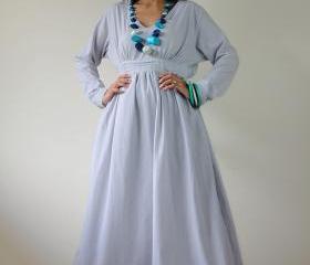 Long Sleeved Maxi Dress - Smokey Grey Maxi Dress : Feel Good Collection