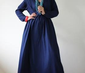 Navy Blue Maxi Dress - Long Sleeved Maxi Dress : Feel Good Collection