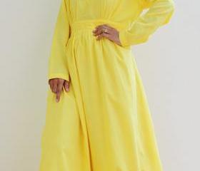 Yeloow Maxi Dress - Long Sleeved Maxi Dress : Feel Good Collection