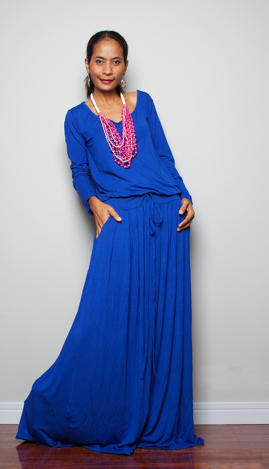 Royal Blue Maxi Dress - Long Sleeve Dress on Luulla