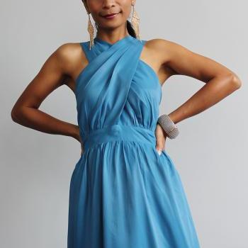 Maxi Dress - Cross over dress with pleated skirt : True Elegance Collection II