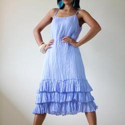 Blue Maxi Dress - Stonewashed Cotton Hand Dyed Summer Dress
