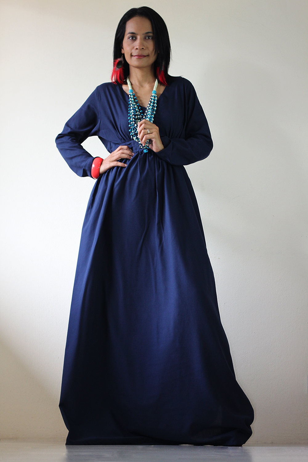 Navy Blue Maxi Dress - Long Sleeved Maxi Dress : Feel Good Collection